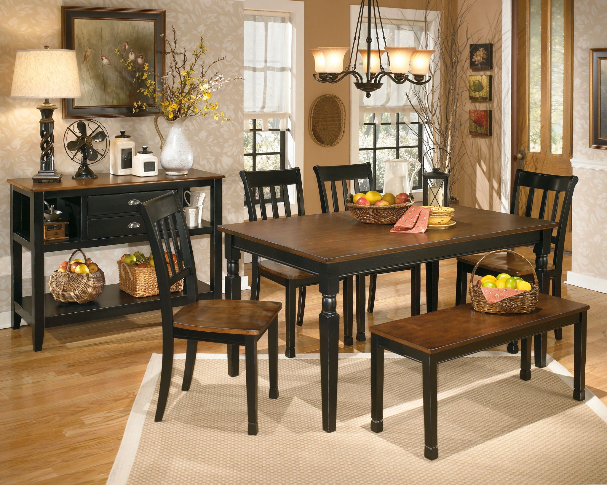 Owingsville - Large Dining Room Bench - Black / Brown