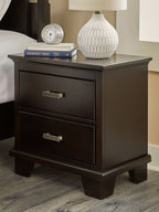 Covetown - Two Drawer Night Stand - Dark Brown