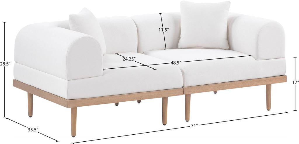 Laguna - 2 Piece Resilient Water Resistant Fabric 71" Upholstered Outdoor Patio Modular Loveseat