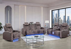 U8000 - 3 Piece Living Room Set (Power Console Reclining Loveseat, Power Reclining Sofa, Power Recliner With Power Headrest) - Brown