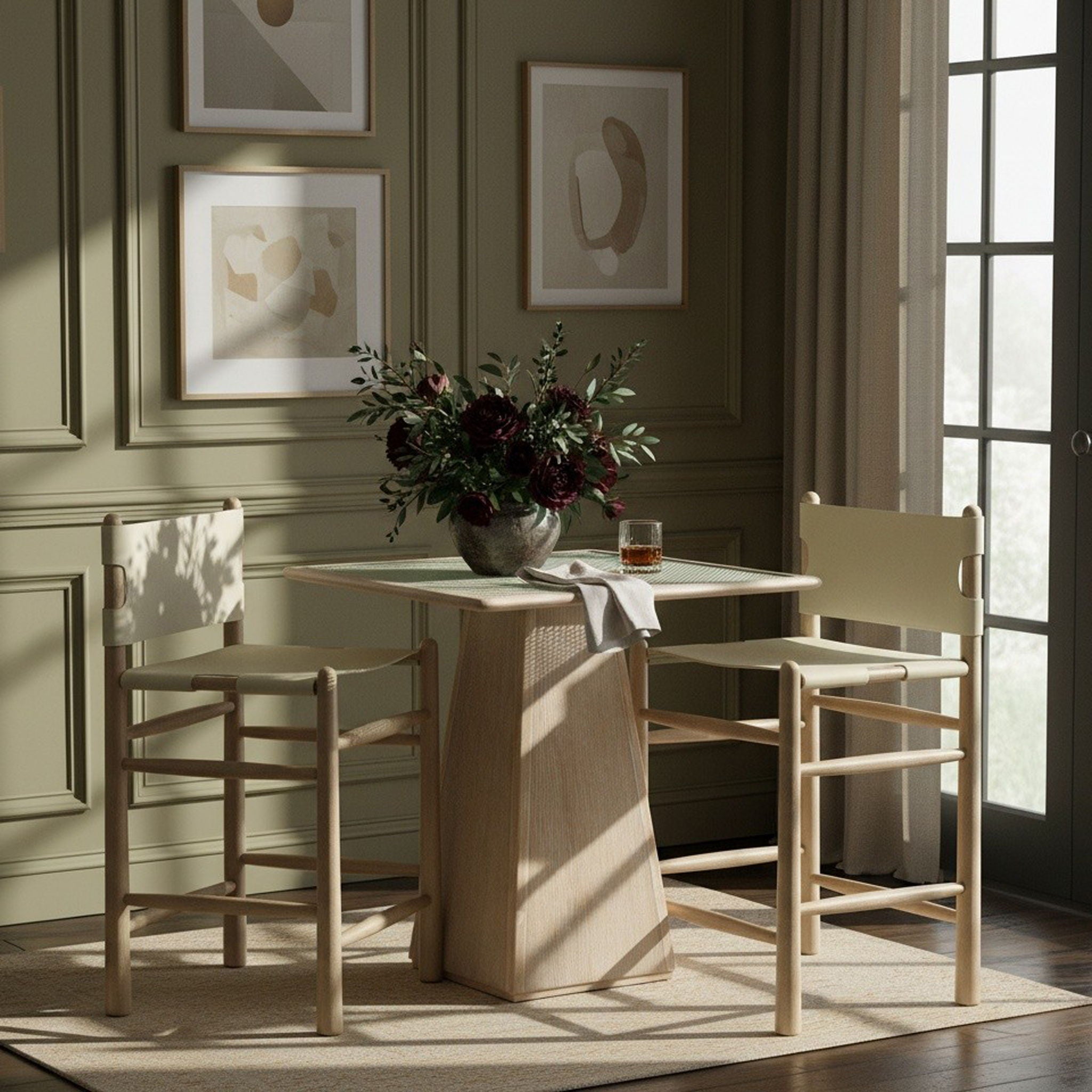 Santos - Upholstered Counter Stool With Stained Natural Base