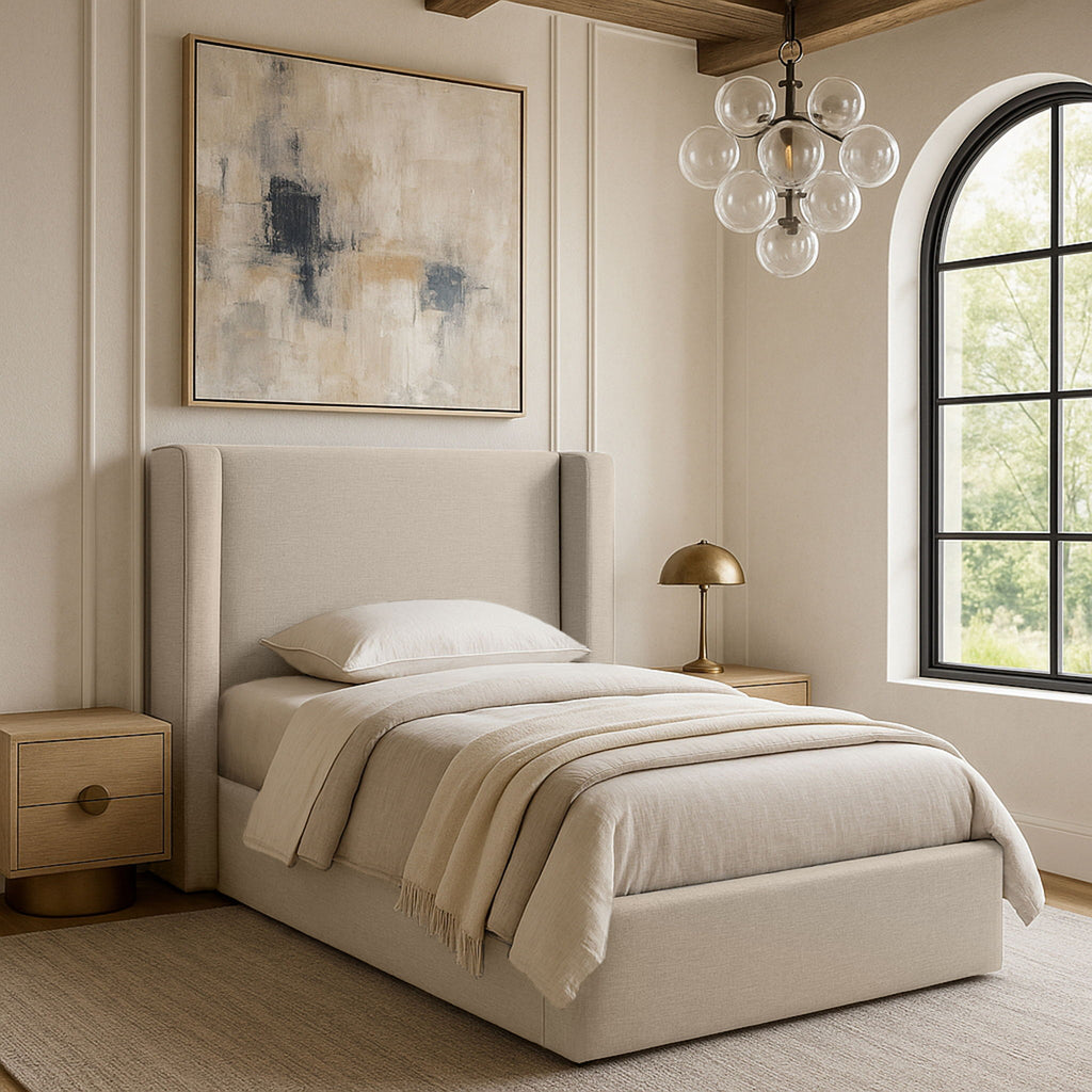 Kendall - Linen Textured Fabric Upholstered Bed