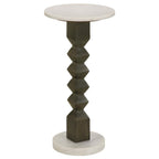 Colette - Round Marble Top Side Table - White And Dark Gray