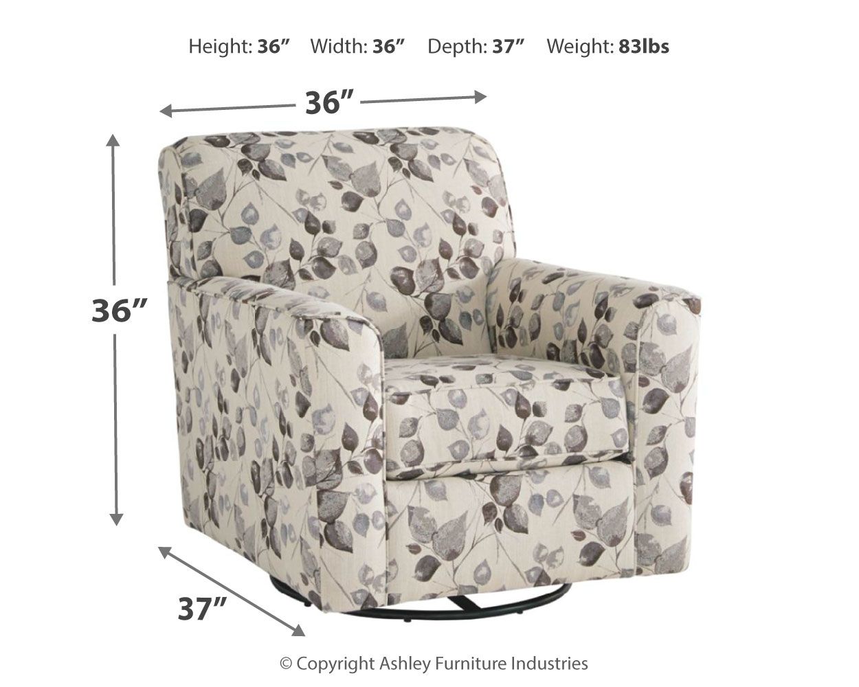 Abney - Swivel Accent Chair - Platinum