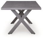 Half Moon Beach - Rectangular Dining Table With Umbrella Option - Gray