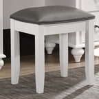 Barzini - Upholstered Vanity Stool - Metallic Aand White