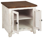 Wystfield - Rectangular End Table - 2 Doors - White / Brown