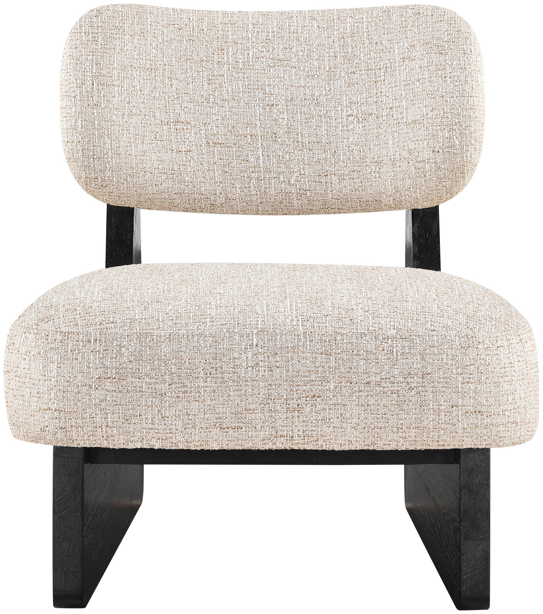 Vetra - Linen Textured Fabric Upholstered Accent Chair With Black Base