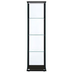 Cyclamen - 4-Shelf Clear Glass Curio Display Cabinet - Black
