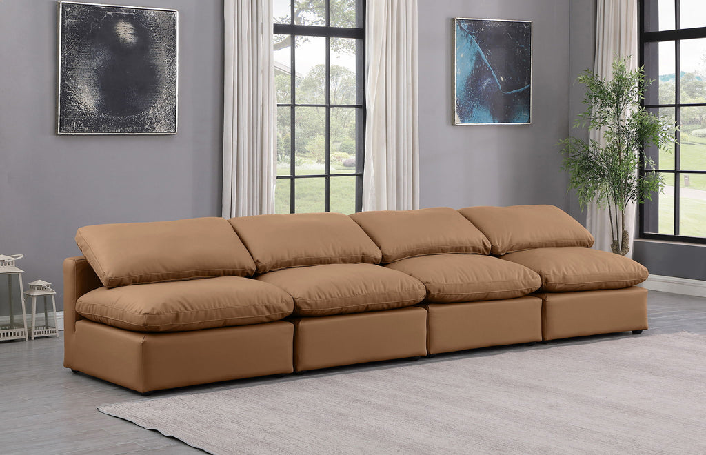 Indulge - Faux Leather 4 Seat Modular Armless Sofa