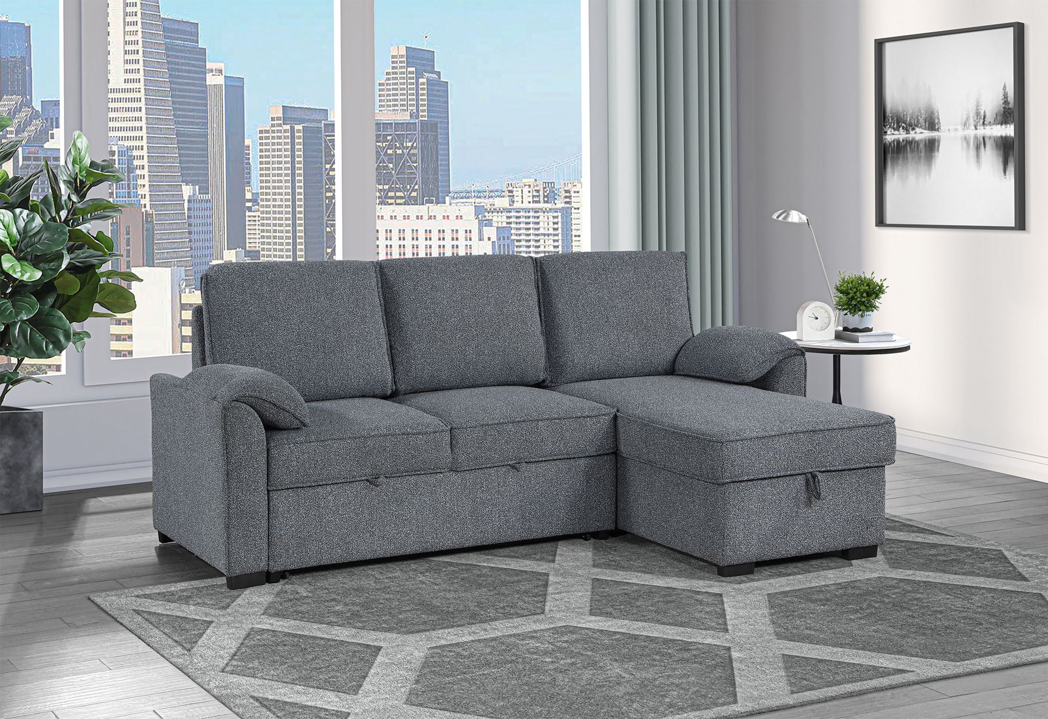 U0808 - Reversible Sofa Bed - Dark Gray