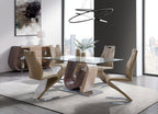 D4126N - 7 Piece Dining Room Set (Dining Table And 6 Dining Chairs) - Light Brown / Oak / Silver