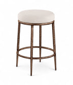 Ferro - Upholstered Backless Counter Stool With Brushed Bronze Base