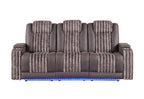 U8000 - Power Reclining Sofa With Power Headrest, Dropdown Table With Wood Trim & Reading Light & LED Light - Brown