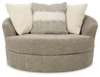 Creswell - Oversized Swivel Accent Chair - Stone