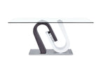 D4127 - Dining Table - Dark Gray / Silver / White