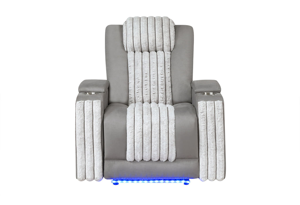 U8000 - Power Recliner With Power Headrest & LED Light - Gray