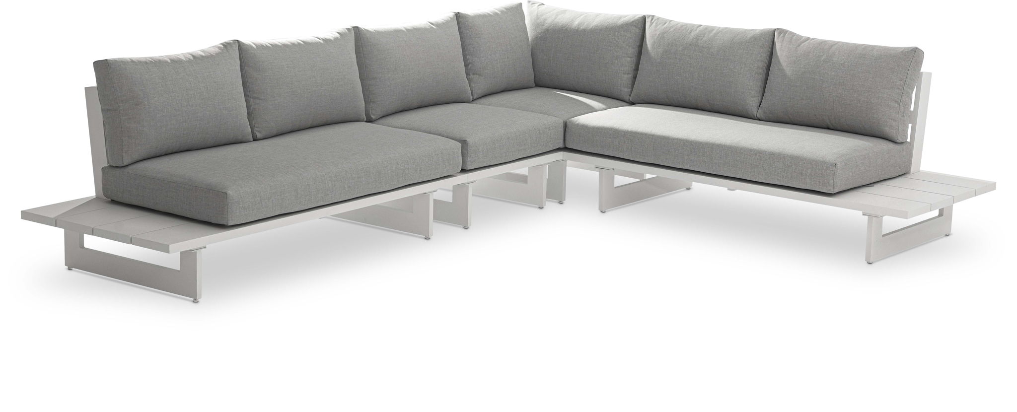 Maldives - 4 Piece Water Resistant Outdoor Patio Modular Sectional With White Base