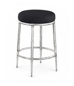 Ferro - Upholstered Backless Counter Stool With Brushed Silver Base