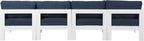Nizuc - Outdoor Patio 4 Seat Armless Modular Sofa With White Frame