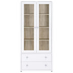 Hawthorne - 4-Shelf Glass Door Tall Cabinet With Drawers