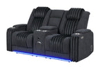 U8000 - Power Reclining Loveseat With Console, Power Headrest, LED Light, Bluetooth Speaker - Black