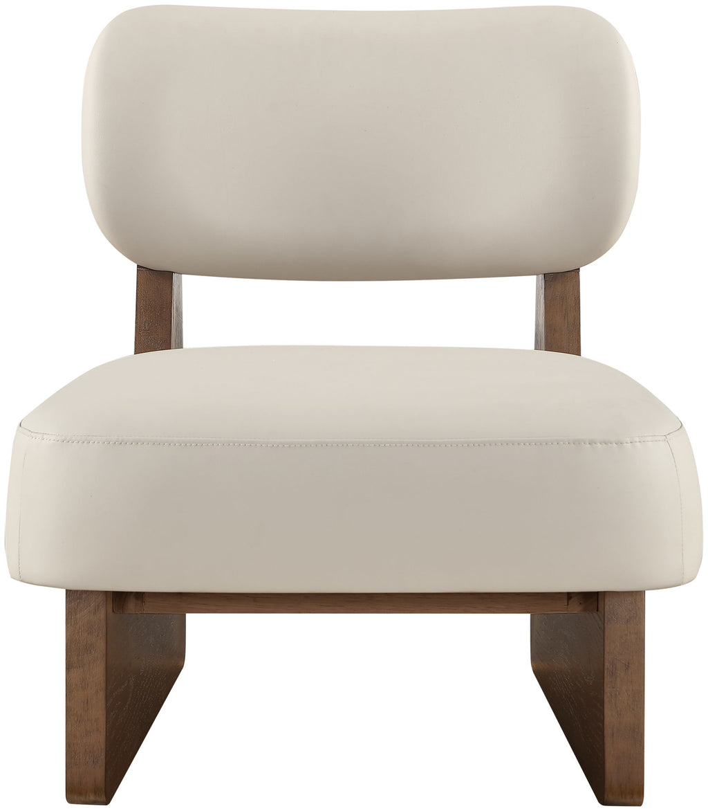 Vetra - Vegan Leather Upholstered Accent Chair - Taupe / Painted Brown