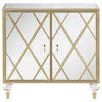 Astilbe - 2-Door Mirrored Accent Cabinet - Silver And Champagne