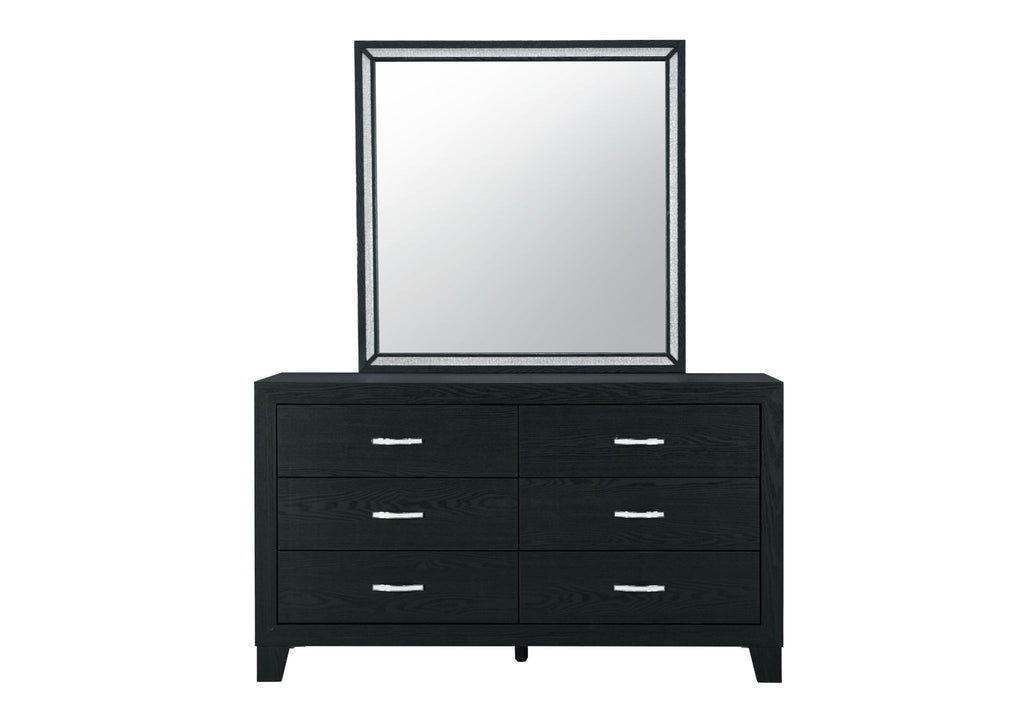 Reid - 4 Piece King Bedroom Set (Bed, Dresser, Mirror, Nightstand) - Black