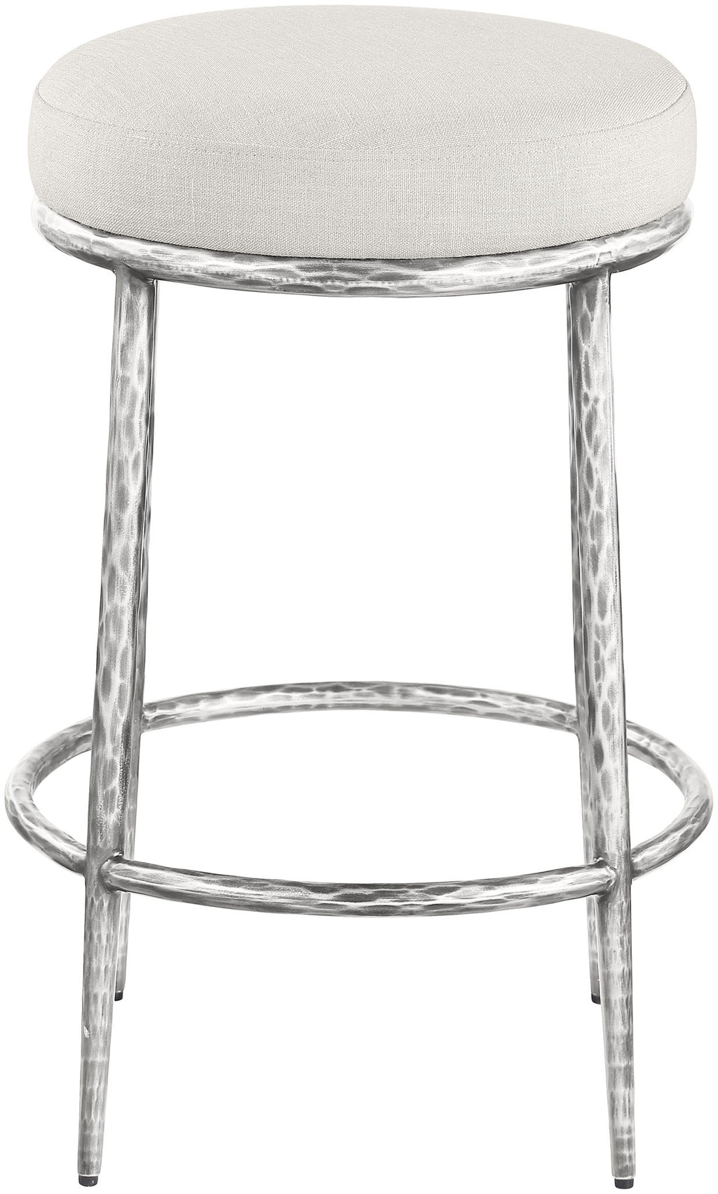 Ferro - Upholstered Backless Counter Stool With Brushed Silver Base