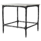 Ebby - Square Genuine Marble Top Metal End Table - White