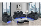 U8000 - 3 Piece Living Room Set (Power Console Reclining Loveseat, Power Reclining Sofa/ Power Recliner With Power Headrest) - Black