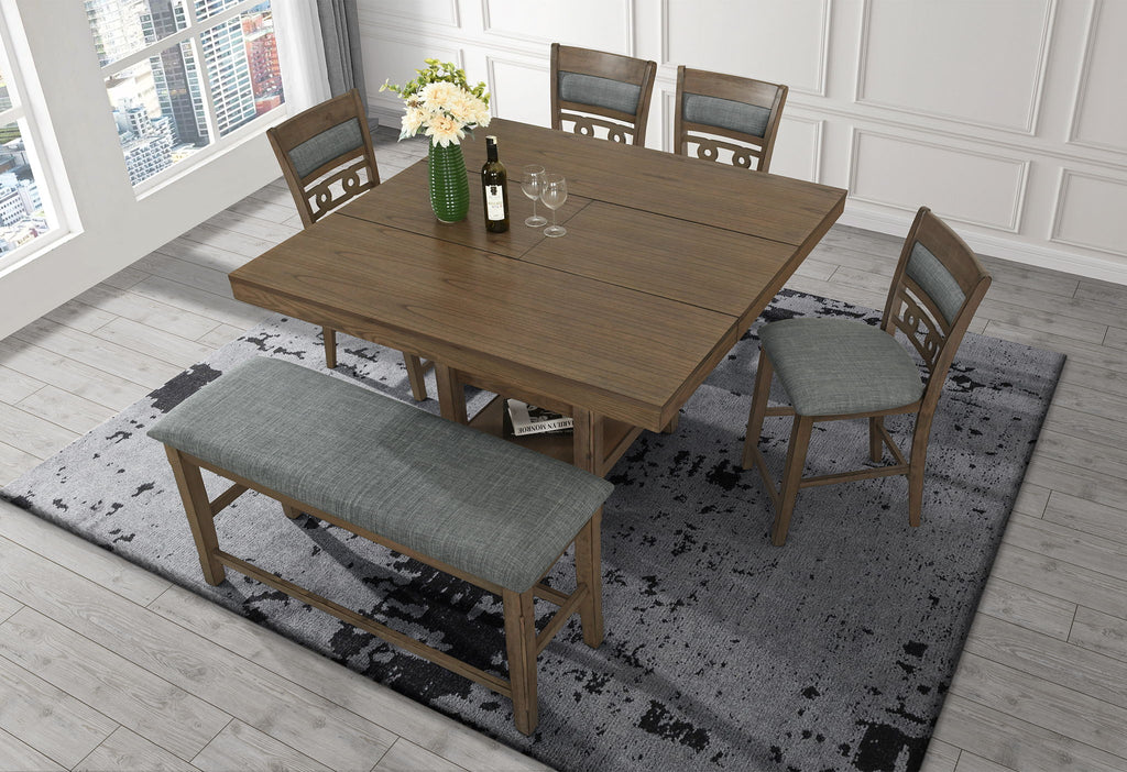D2945 - 5 Piece Dining Room Set (Extension Bar Table With 4 Bar Stool) - Gray / Dark Brown