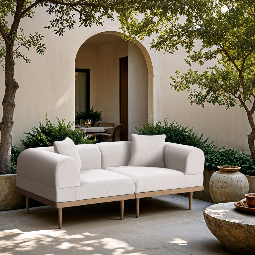 Laguna - 2 Piece Resilient Water Resistant Fabric 71" Upholstered Outdoor Patio Modular Loveseat