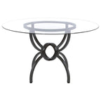 Aviano - Round Glass Top Metal Dining Table - Gunmetal