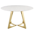 Gwynn - Round Marble Stainless Steel Dining Table - Gold