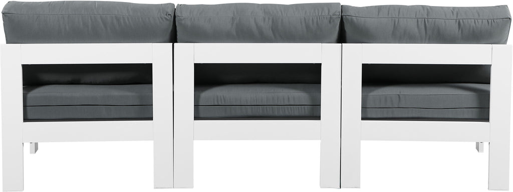 Nizuc - Outdoor Patio 3 Seat Armless Modular Sofa With White Frame