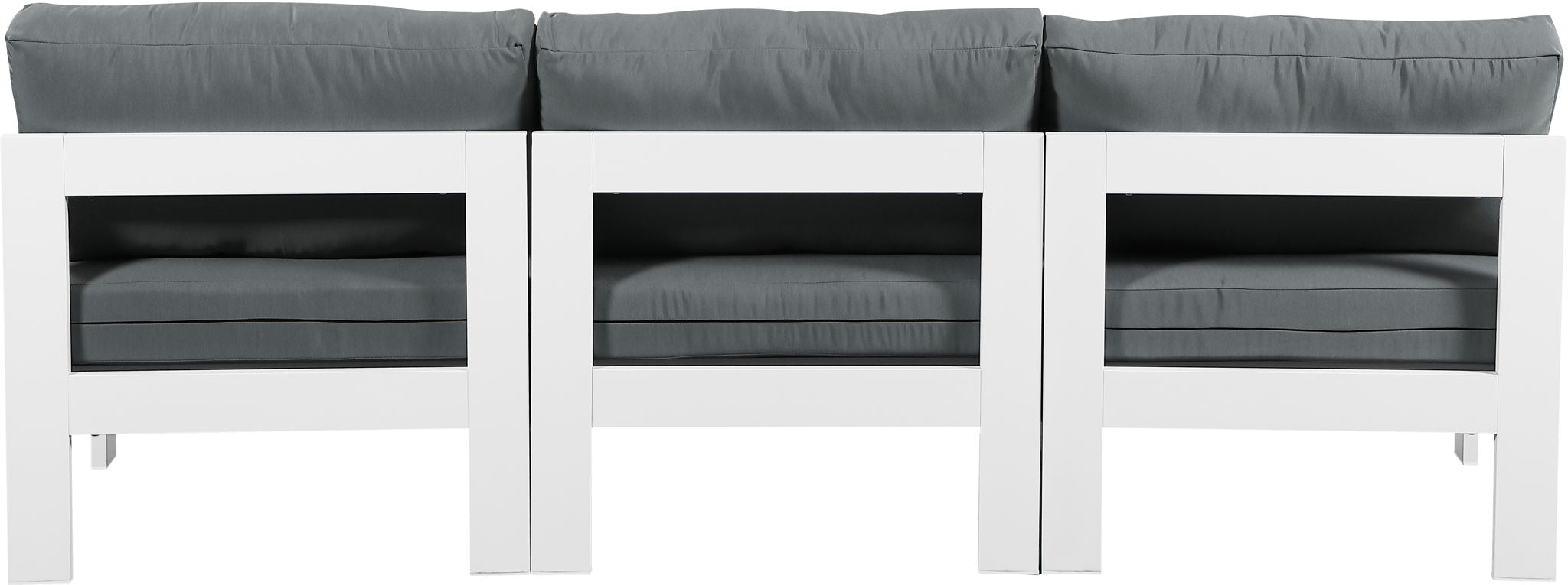 Nizuc - Outdoor Patio 3 Seat Armless Modular Sofa With White Frame