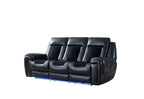 U0700 - Velvet Power Reclining Sofa / Power Console Reclining Loveseat - Blanche Black / Velvet