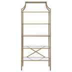 Serena - 5-Shelf Glass Bookshelf - Gold