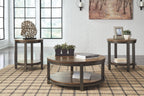 Roybeck - Occasional Table Set (Set of 3) - Light Brown / Bronze