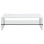 Airell - Rectangular Coffee Table With Shelf - White High Gloss