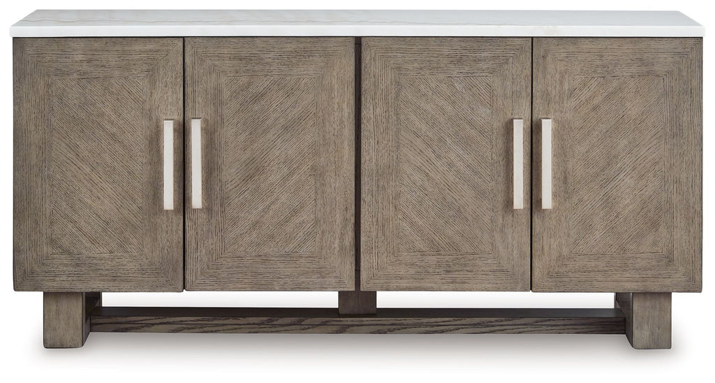 Loyaska - Extra Large TV Stand - Grayish Brown / White
