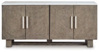 Loyaska - Extra Large TV Stand - Grayish Brown / White