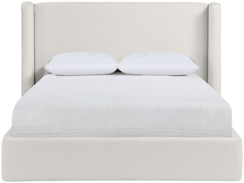 Kendall - Linen Textured Fabric Upholstered Bed - Cream