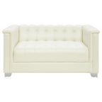 Chaviano - Upholstered Track Arm Loveseat - Pearl White