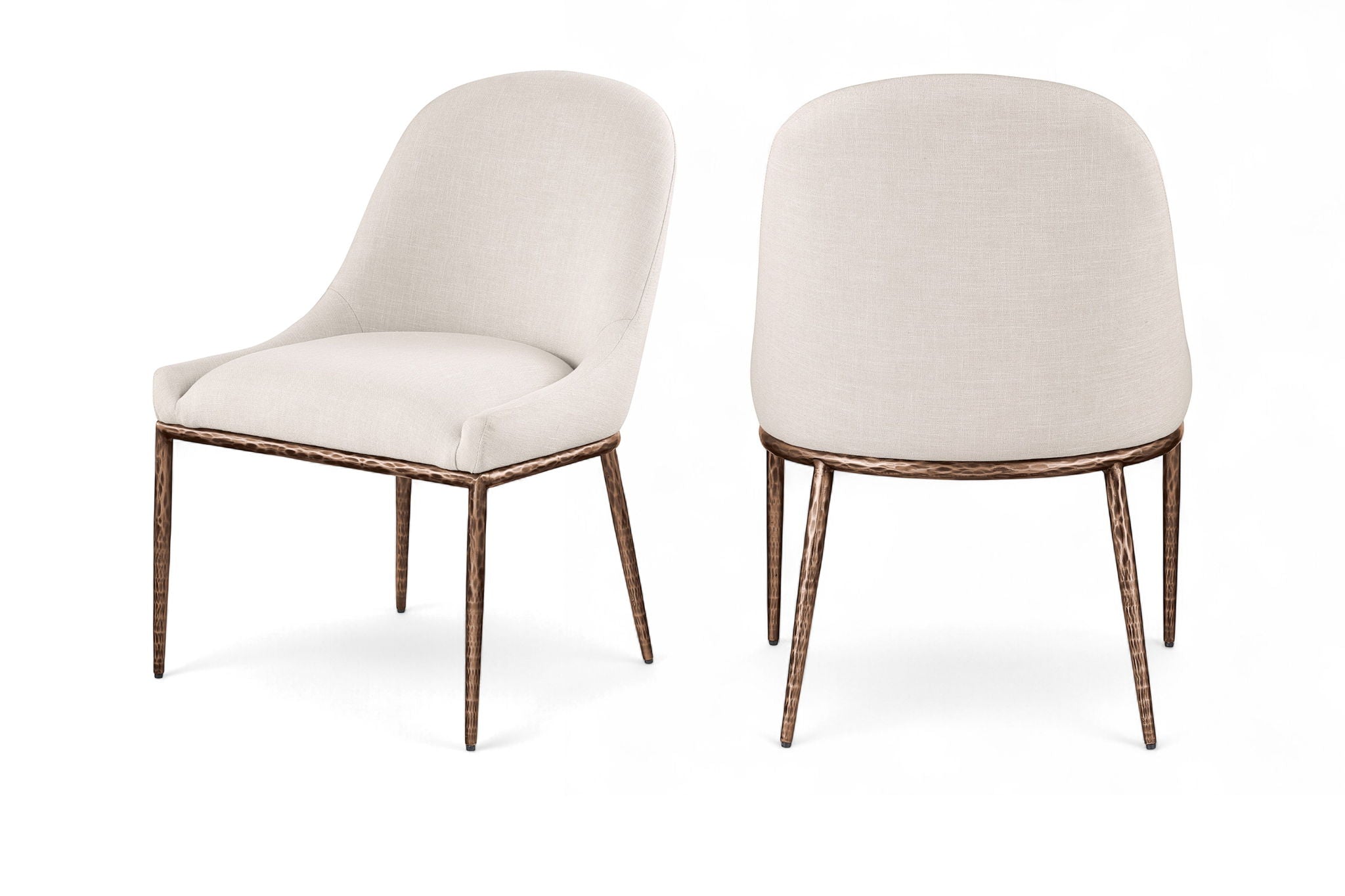 Ferro - Upholstered Dining Side Chair With Brushed Bronze Legs