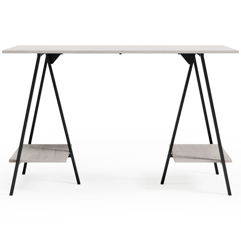 Bayflynn - Home Office Desk - 2 Fixed Shelves - White / Black