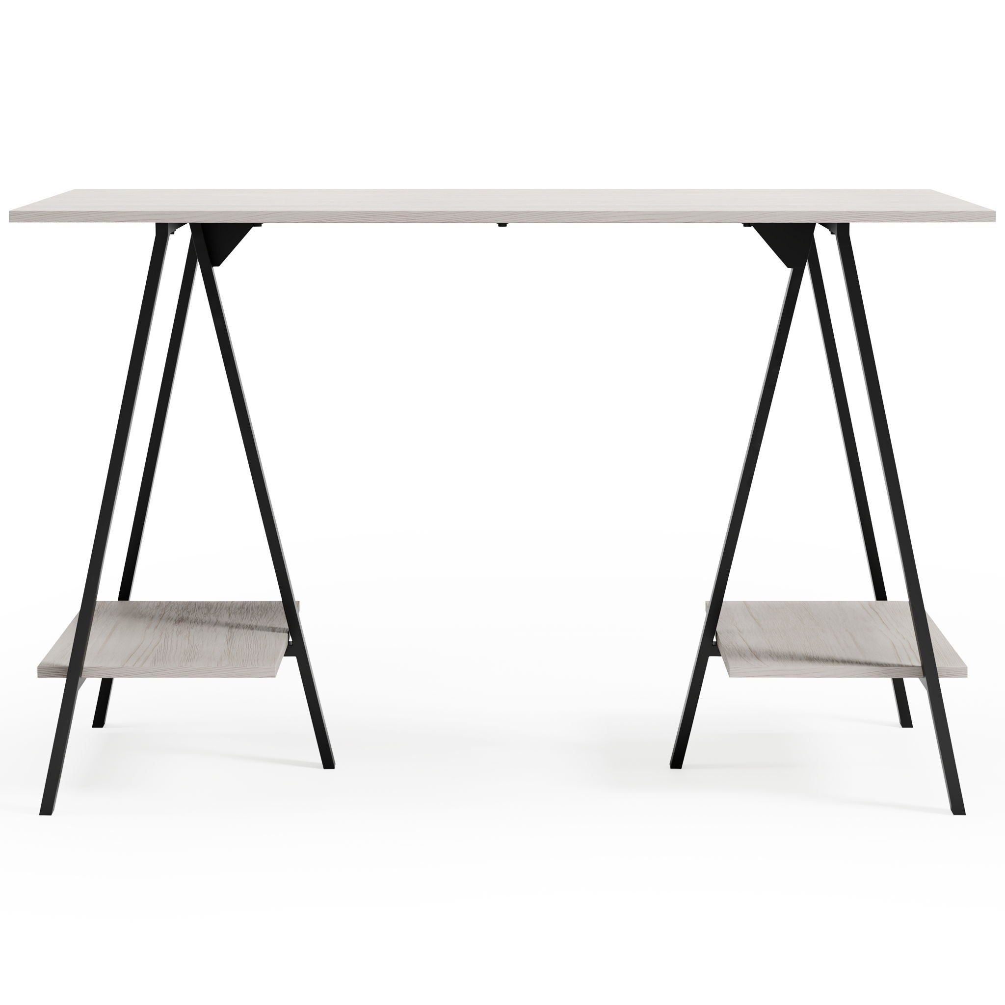 Bayflynn - Home Office Desk - 2 Fixed Shelves - White / Black