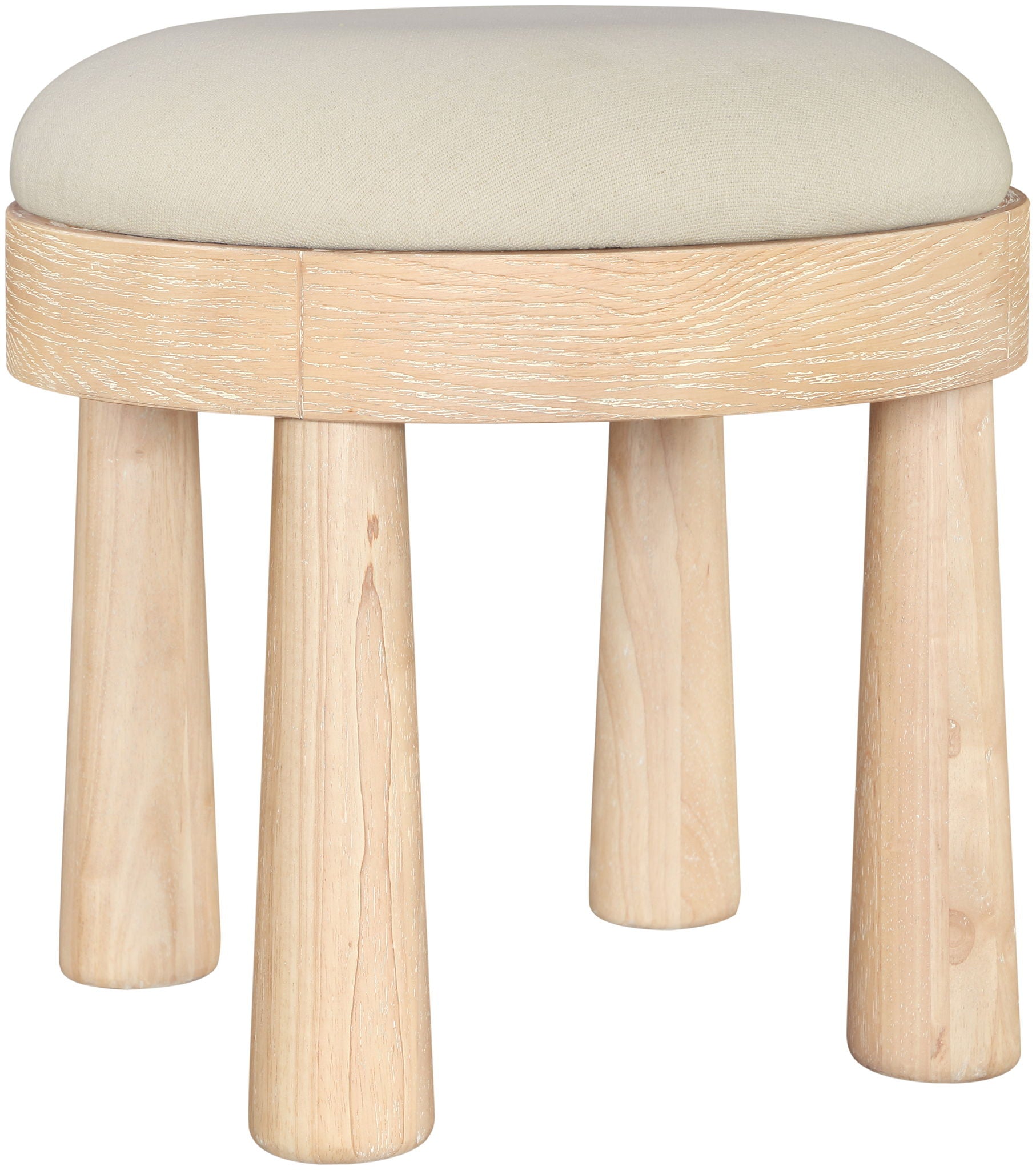 Larea - Linen Textured Fabric Ottoman - Natural Base